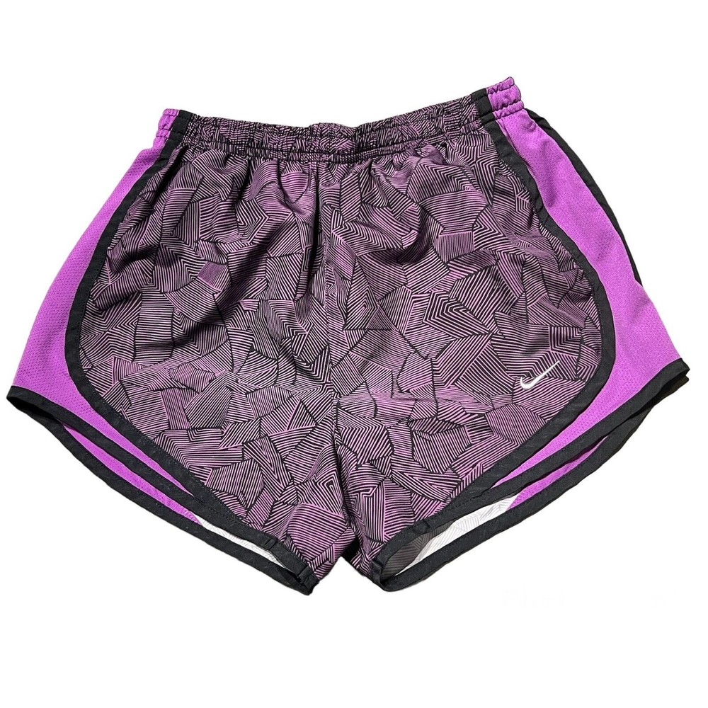 Nike Women’s XS Dri-Fit Shorts Purple Black Geometric Pattern Lining Athletic